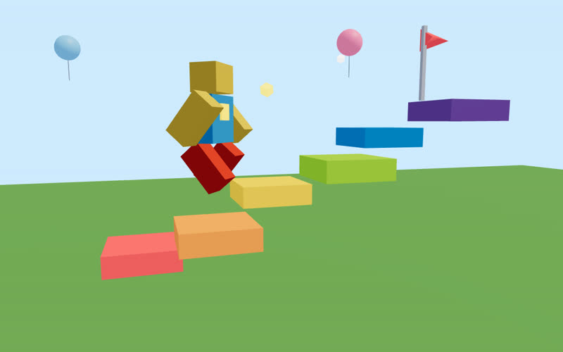 孩子用 Roblox 蓋出的彩色跳台跑酷關卡